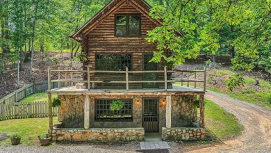Photo of A-Frame Log Home on 6.35 Acres with Barn and Creek